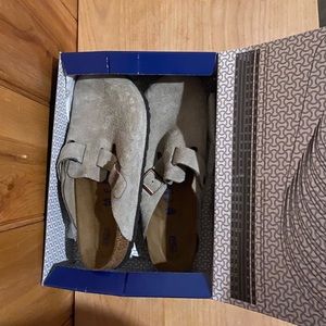 Birkenstock Boston Taupe Suede Leather Size 44 EU/ 11 US